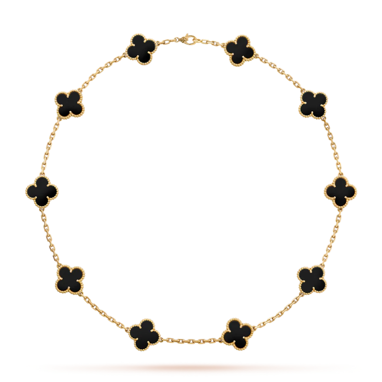 [Pearl Jewelrys]CLOVERS THE 10-MOTIFS ONYX NECKLACE