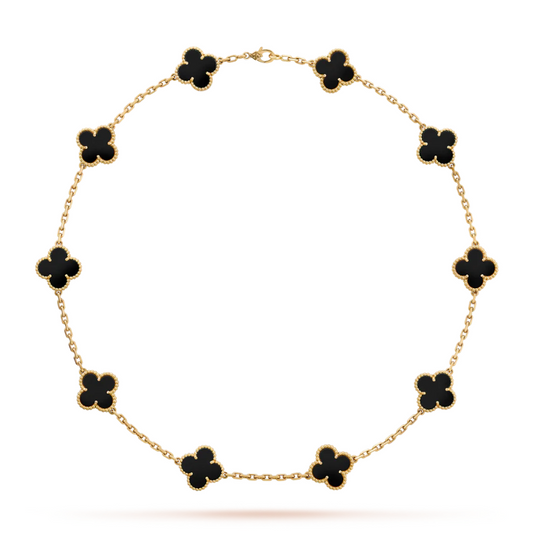 [Pearl Jewelrys]CLOVERS THE 10-MOTIFS ONYX NECKLACE
