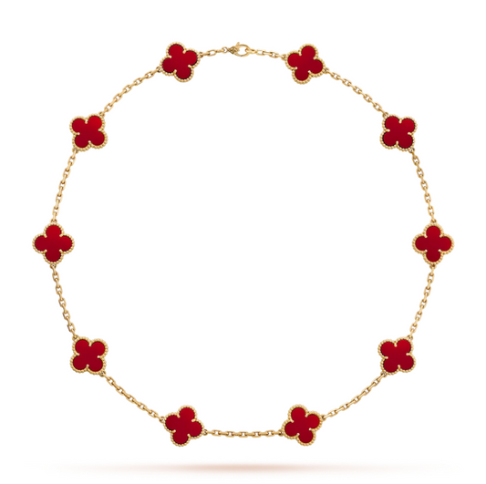 [Pearl Jewelrys]CLOVERS THE  10-MOTIFS CARNELIAN NECKLACE