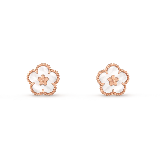 [Pearl Jewelrys]LUCKY PINK GOLD WHITE MOP EARRINGS