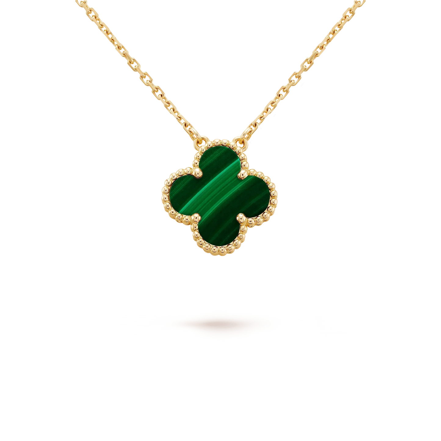 [Pearl Jewelrys]CLOVER 15MM MALACHITE SINGLE FLOWER  NECKLACE