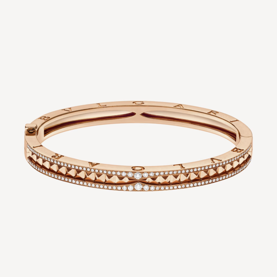 [Pearl Jewelrys]ZERO 1 SPIRAL AND PAVED DIAMOND PINK GOLD BRACELET