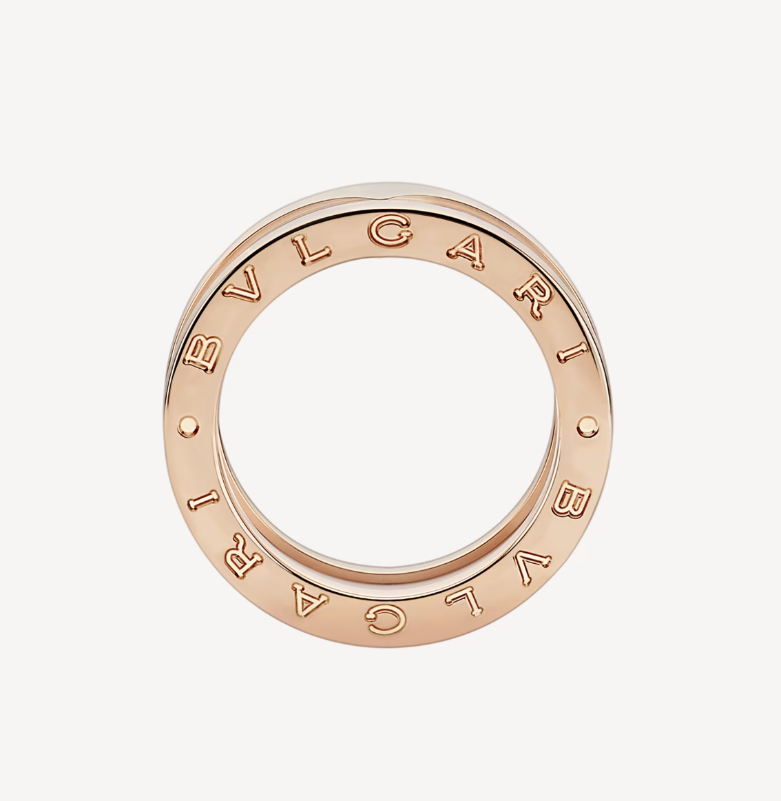 [Pearl Jewelrys]ZERO 1 TWO-BAND LOOPS AND WHITE CERAMIC SPIRAL PINK GOLD RING