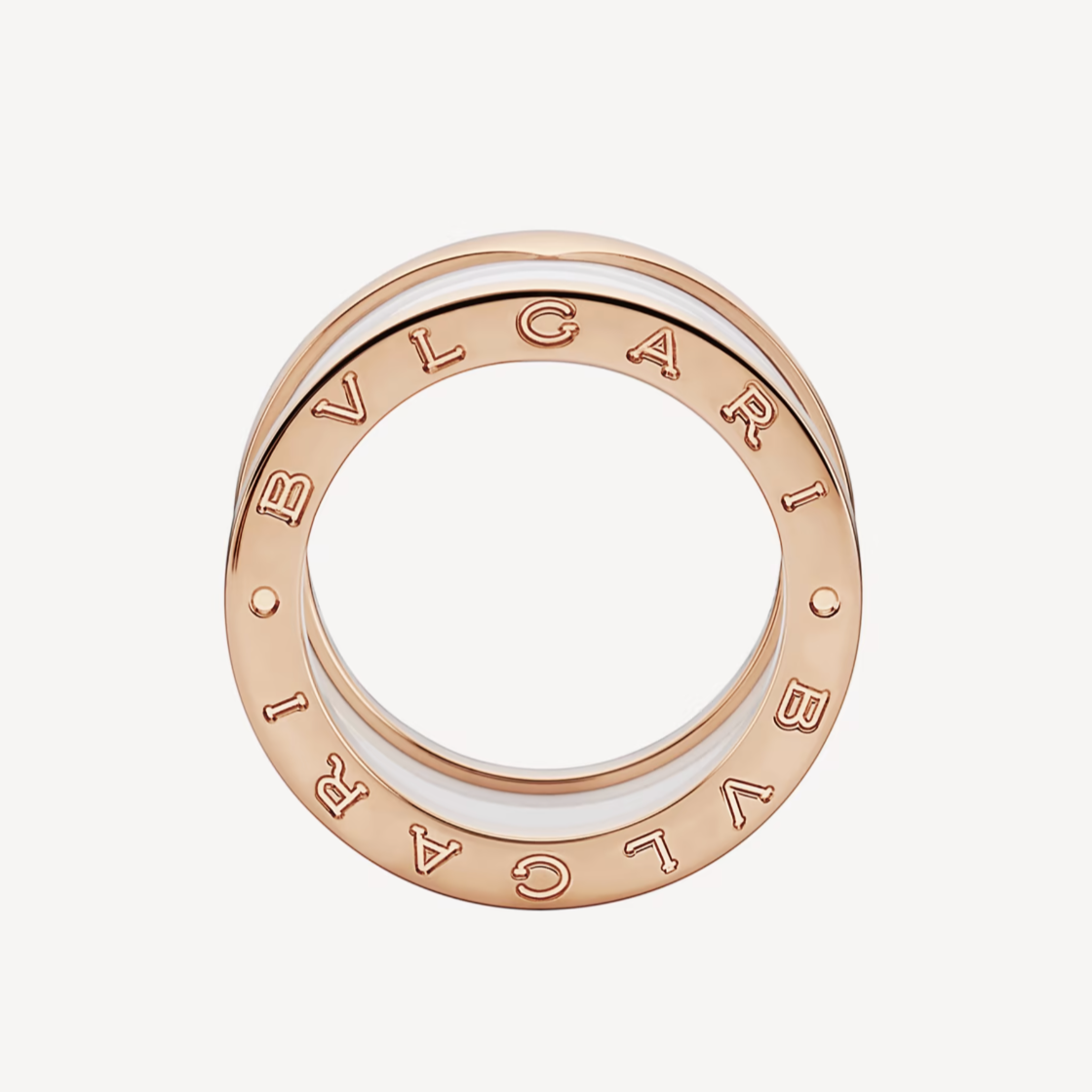 [Pearl Jewelrys]ZERO 1 FOUR-BAND LOOPS AND WHITE CERAMIC SPIRAL PINK GOLD RING