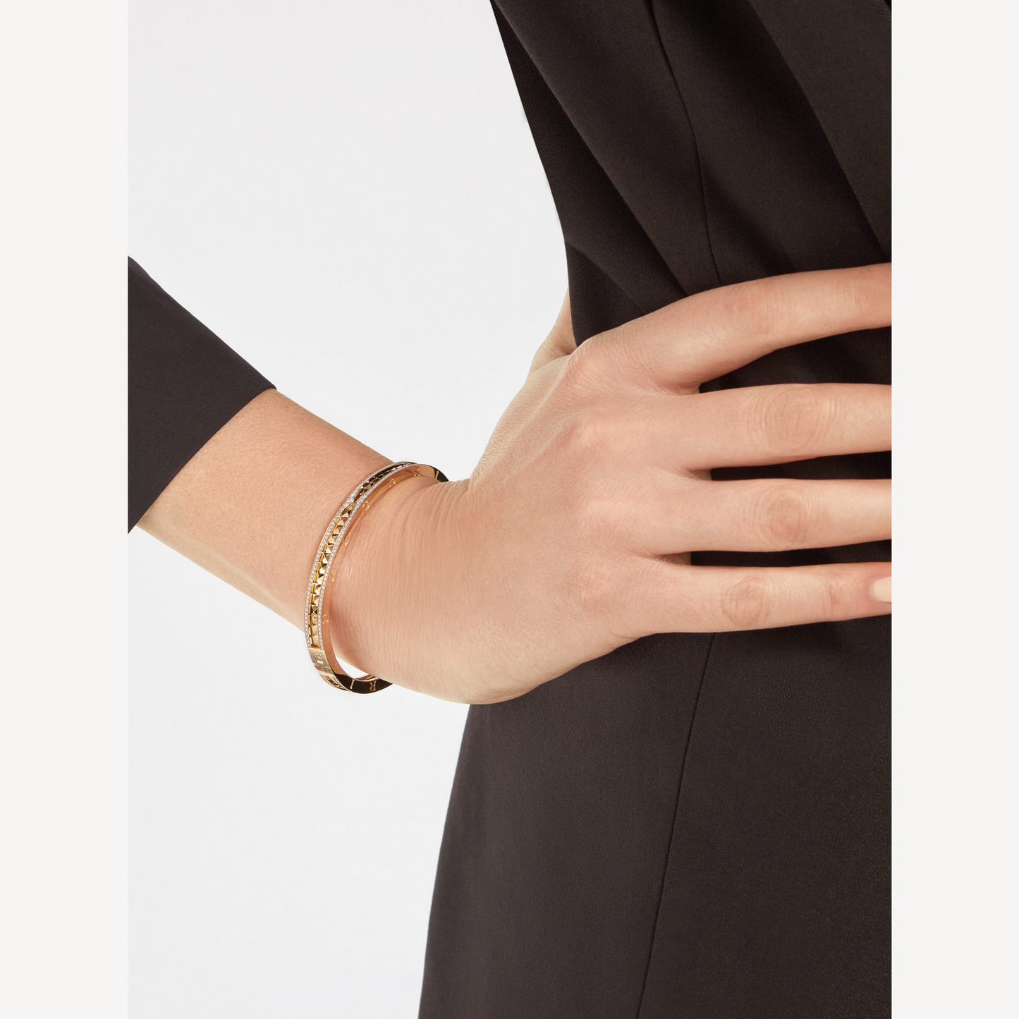 [Pearl Jewelrys]ZERO 1 SPIRAL AND PAVED DIAMOND GOLD BRACELET