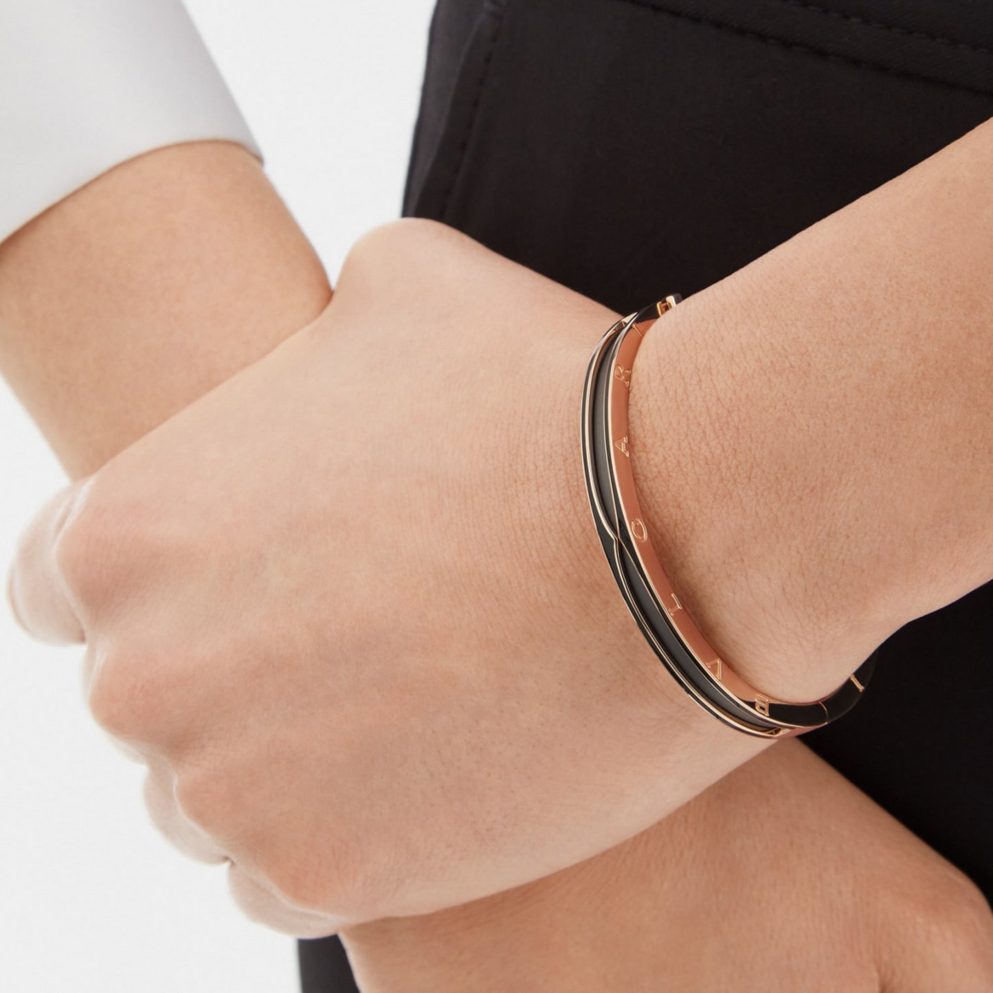 [Pearl Jewelrys]ZERO 1 PINK GOLD WITH MATTE BLACK CERAMIC BRACELET