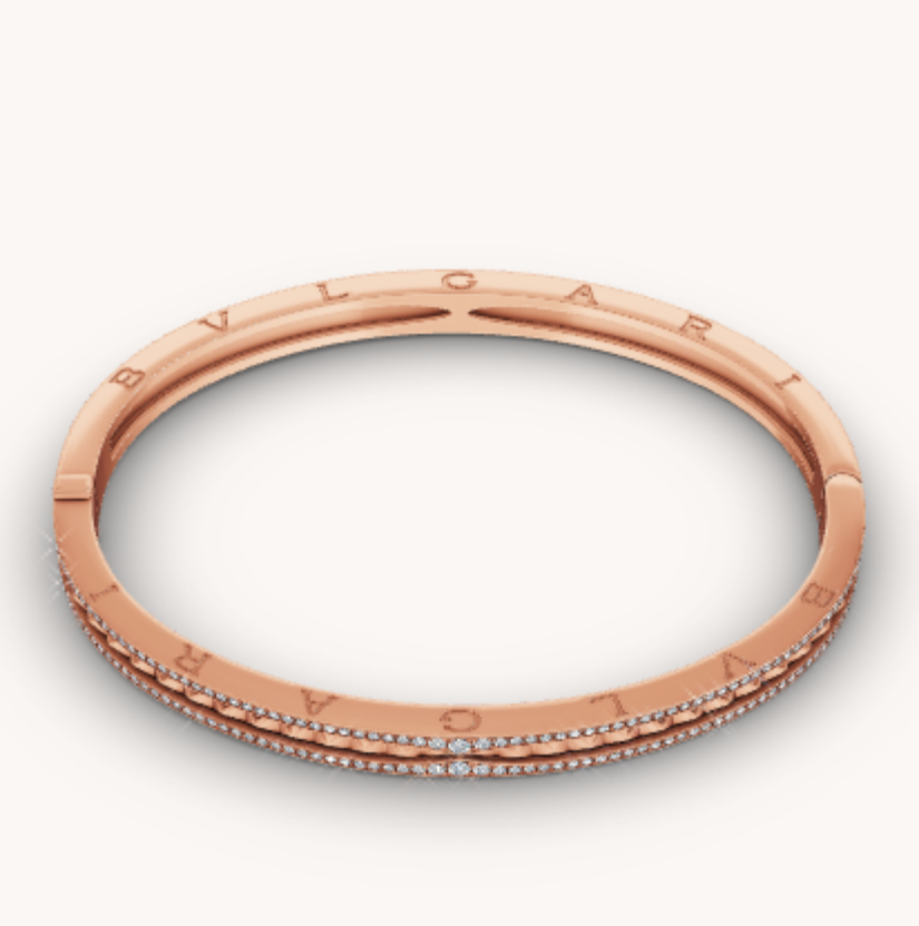 [Pearl Jewelrys]ZERO 1 SPIRAL AND PAVED DIAMOND PINK GOLD BRACELET