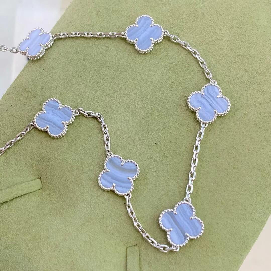 [Pearl Jewelrys]CLOVER 10 MOTIFS PURPLE CHALCEDONY NECKLACE