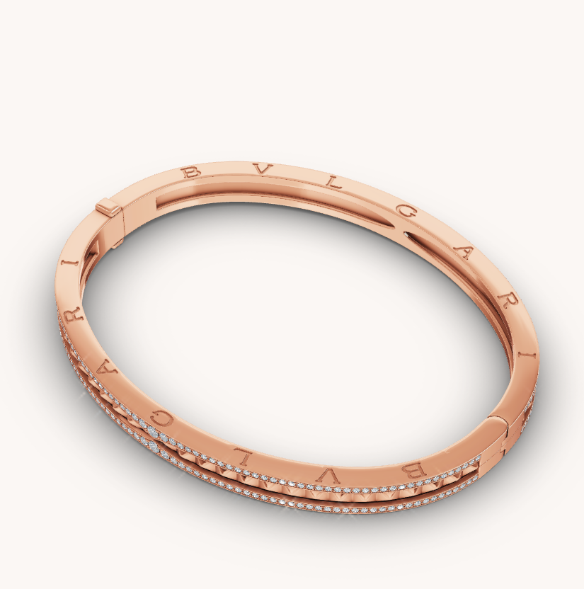 [Pearl Jewelrys]ZERO 1 SPIRAL AND PAVED DIAMOND PINK GOLD BRACELET
