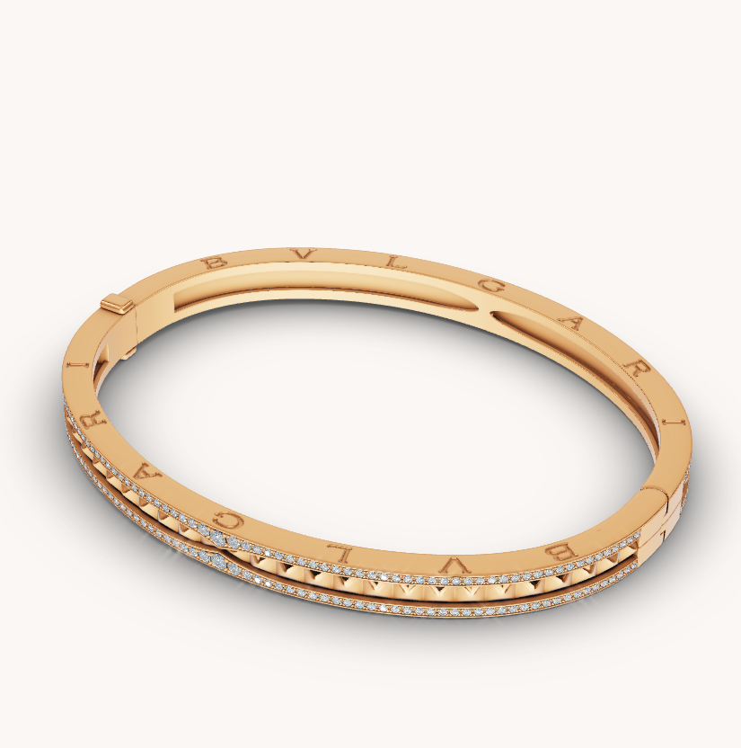 [Pearl Jewelrys]ZERO 1 SPIRAL AND PAVED DIAMOND GOLD BRACELET
