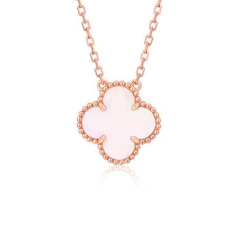 [Pearl Jewelrys]CLOVER 15MM PINK MOTHER-OF-PEARL SINGLE FLOWER NECKLACE