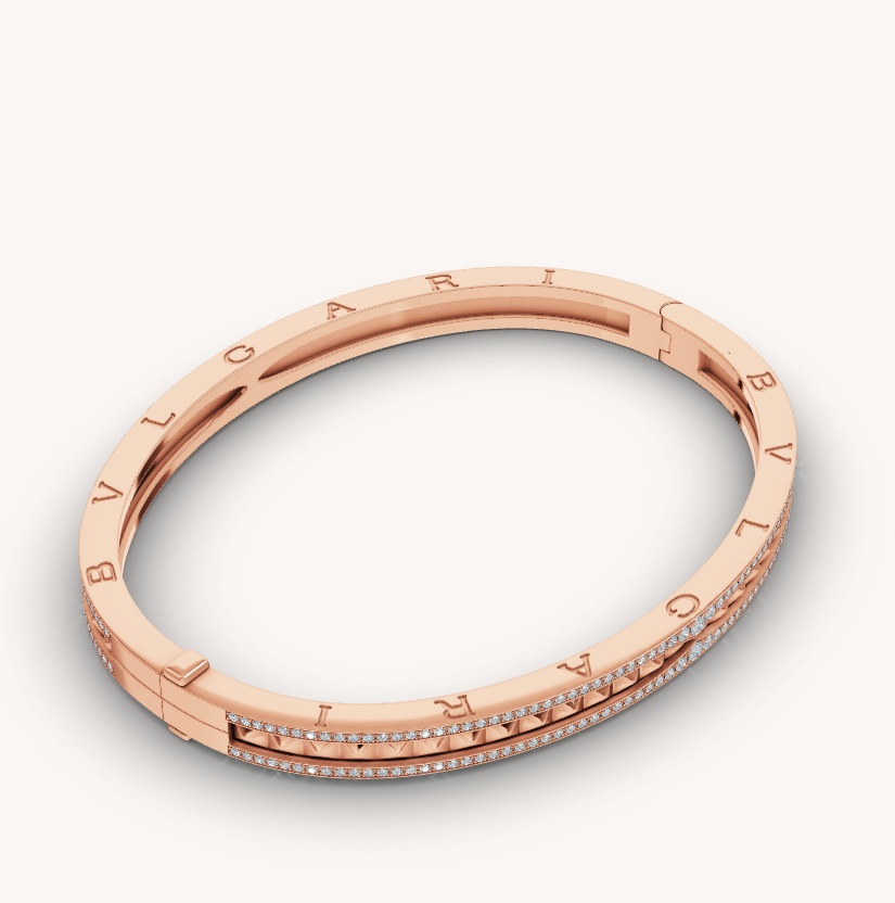 [Pearl Jewelrys]ZERO 1 SPIRAL AND PAVED DIAMOND PINK GOLD BRACELET