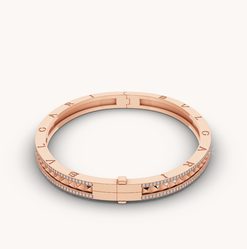 [Pearl Jewelrys]ZERO 1 SPIRAL AND PAVED DIAMOND PINK GOLD BRACELET
