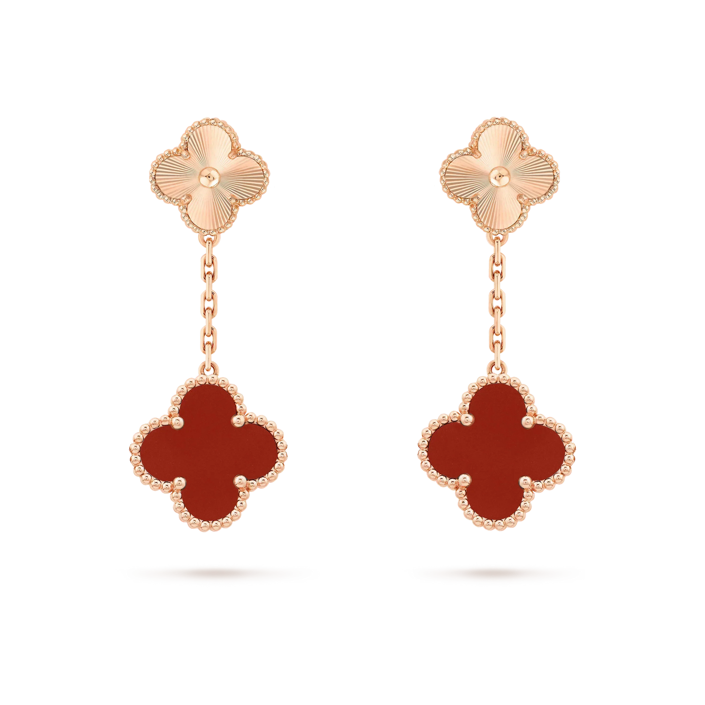 [Pearl Jewelrys]CLOVER 2 MOTIF  LASER CARNELIAN EARRINGS
