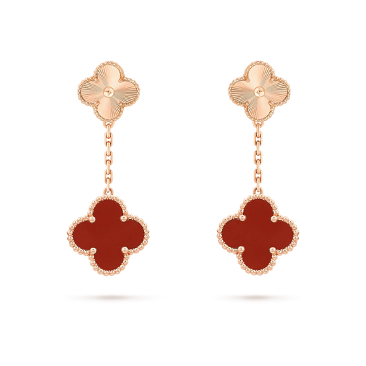 [Pearl Jewelrys]CLOVER 2 MOTIF  LASER CARNELIAN EARRINGS