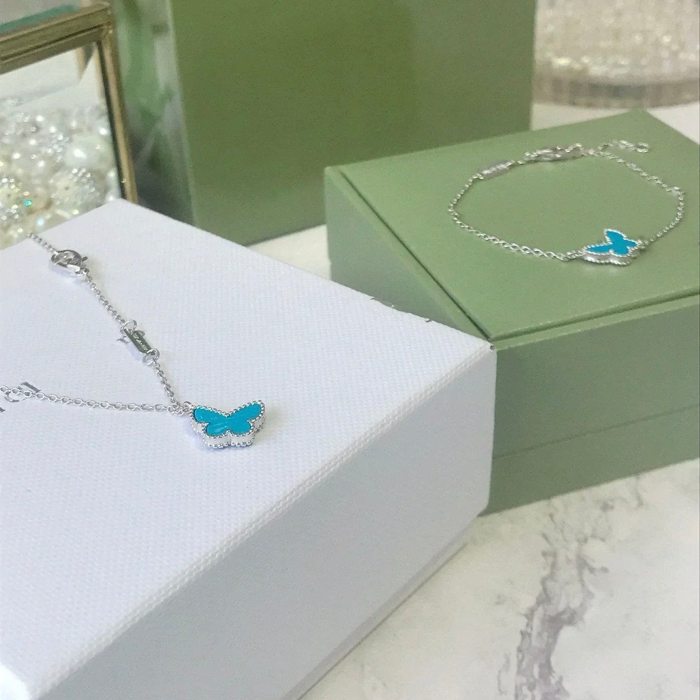 [Pearl Jewelrys]BUTTERFLY TURQUOISE BUTTERFLY BRACELET SILVER