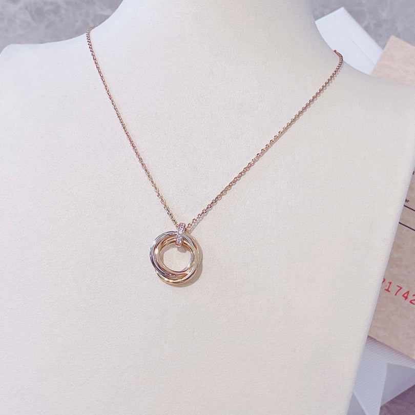 [Pearl Jewelrys]TRINITY NECKLACE GOLD  DIAMONDS