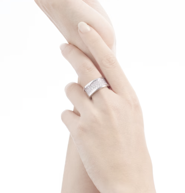 [Pearl Jewelrys]ZERO 1 WITH PAVED DIAMONDS ON THE SPIRAL RING