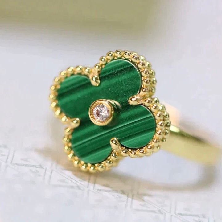 [Pearl Jewelrys]CLOVER MALACHITE RING GOLD DIAMOND