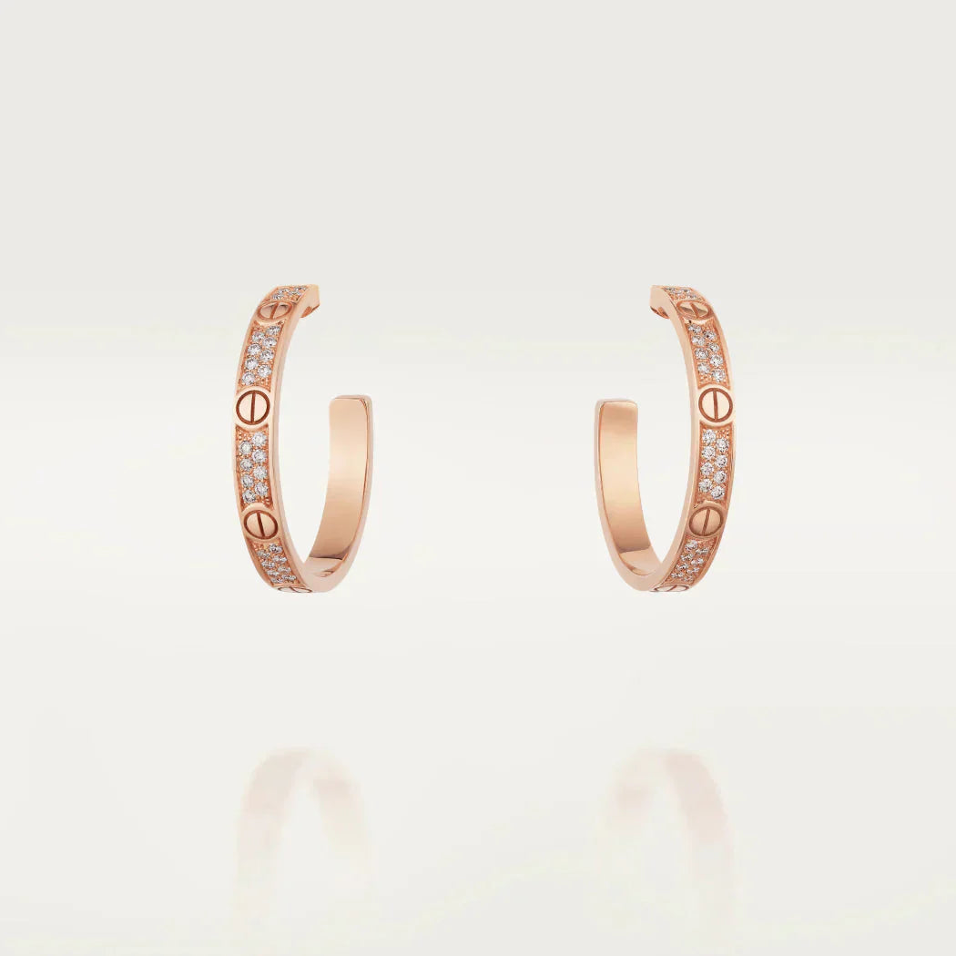 [Pearl Jewelrys]LOVE DIAMOND PINK GOLD HOOP EARRINGS