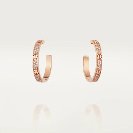 [Pearl Jewelrys]LOVE DIAMOND PINK GOLD HOOP EARRINGS