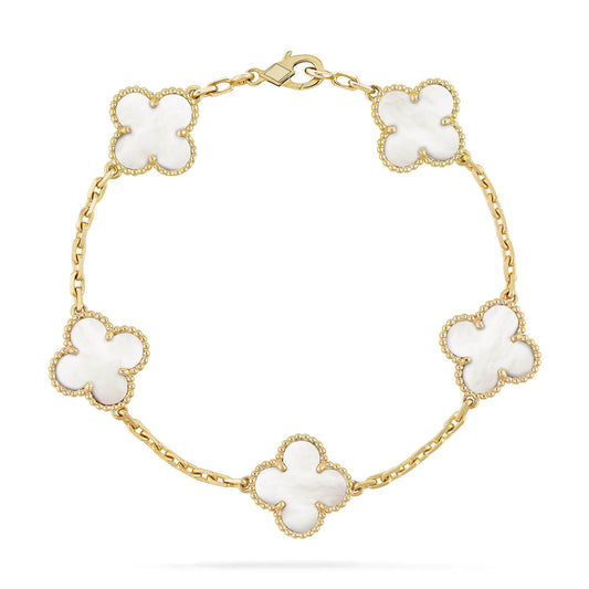 [Pearl Jewelrys]CLOVER  5 MOTIF WHITE MOP BRACELET