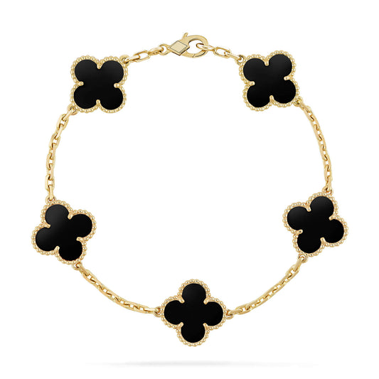 [Pearl Jewelrys]CLOVER  5 MOTIFS BLACK ONYX BRACELET