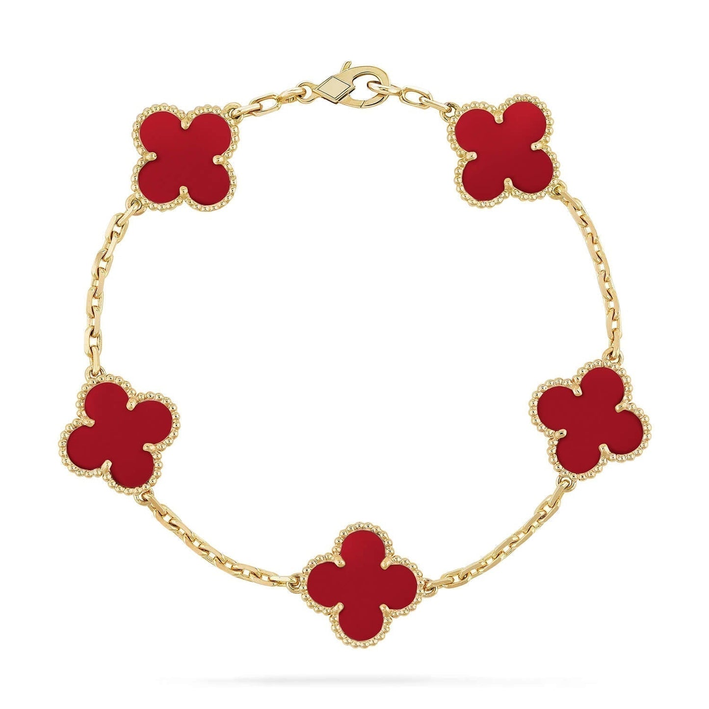 [Pearl Jewelrys]CLOVER 5 MOTIFS RED AGATE  BRACELET
