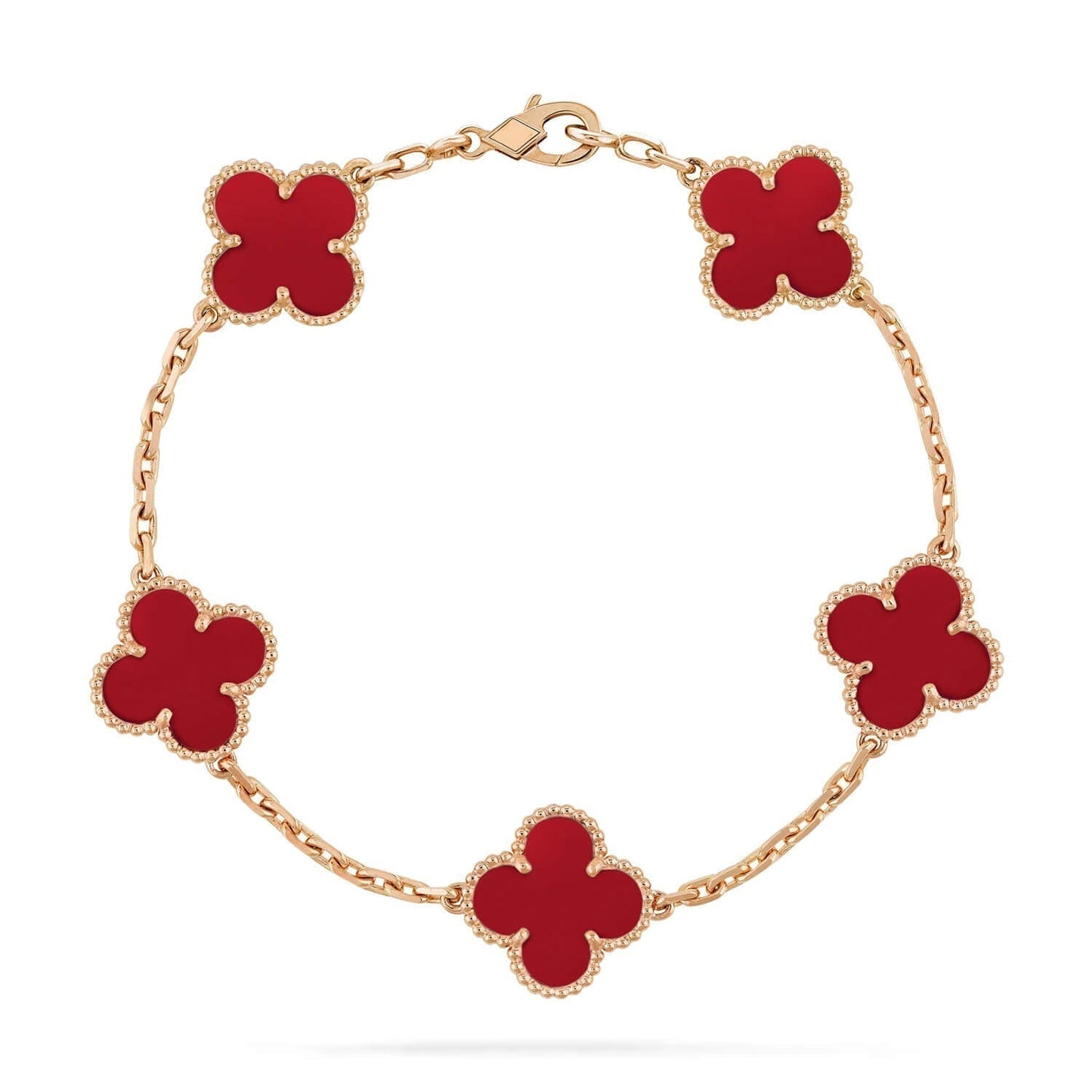 [Pearl Jewelrys]CLOVER 5 MOTIFS RED AGATE  BRACELET