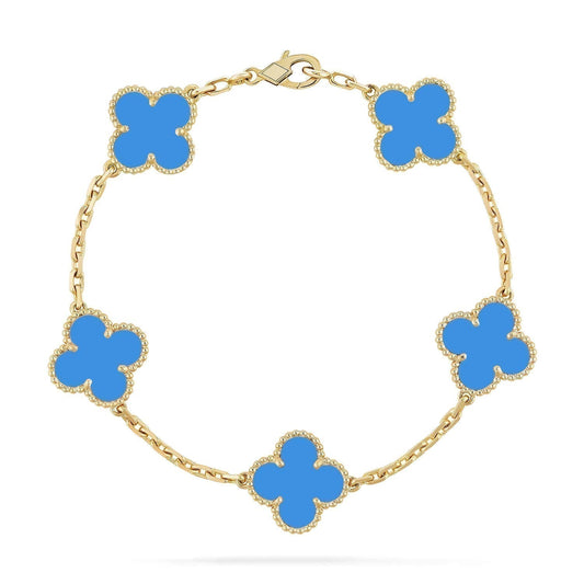 [Pearl Jewelrys]CLOVER 5 MOTIFS BLUE AGATE BRACELET