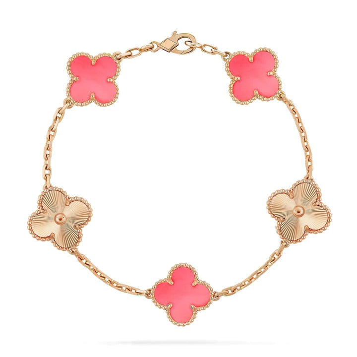 [Pearl Jewelrys]CLOVER BRACELET 5 MOTIF PINK AND PINK GOLD