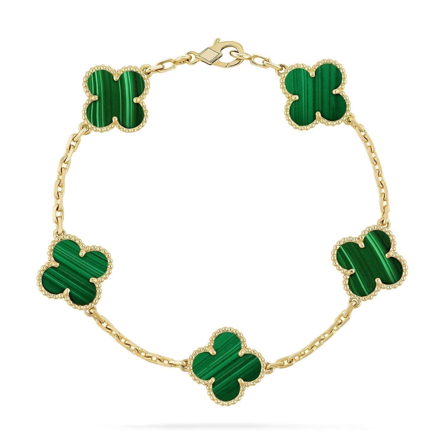 [Pearl Jewelrys]CLOVER 5 MOTIFS MALACHITE BRACELET