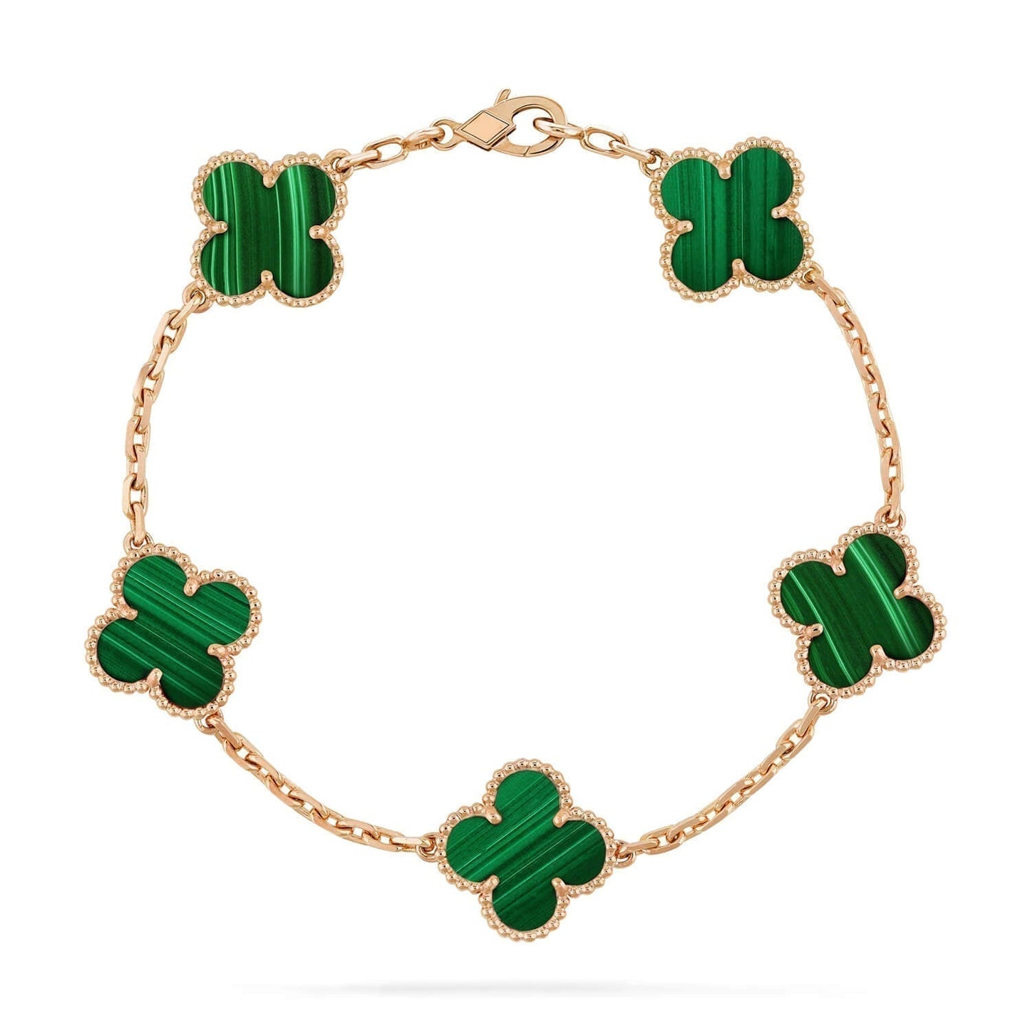 [Pearl Jewelrys]CLOVER 5 MOTIFS MALACHITE BRACELET