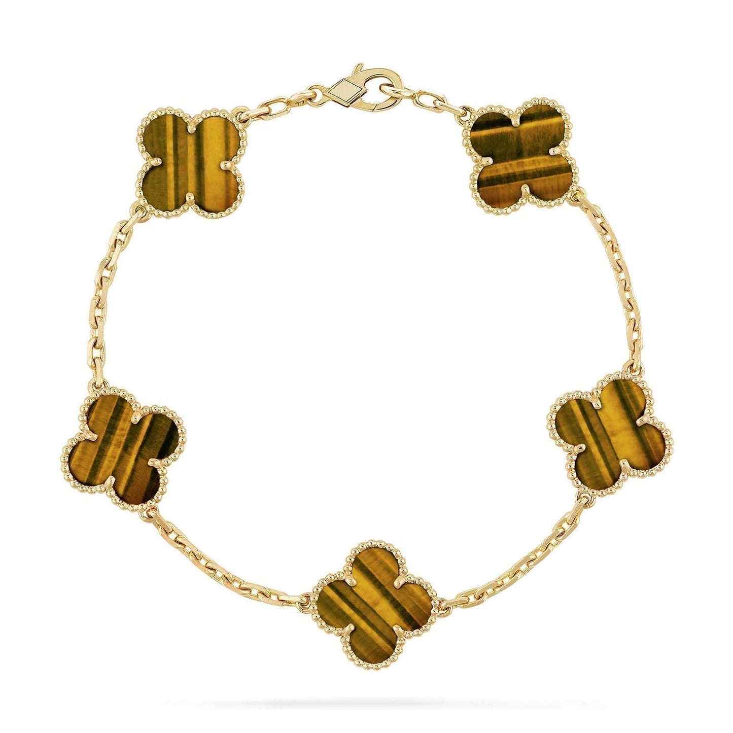[Pearl Jewelrys]CLOVER  5 MOTIFS TIGER EYE BRACELET