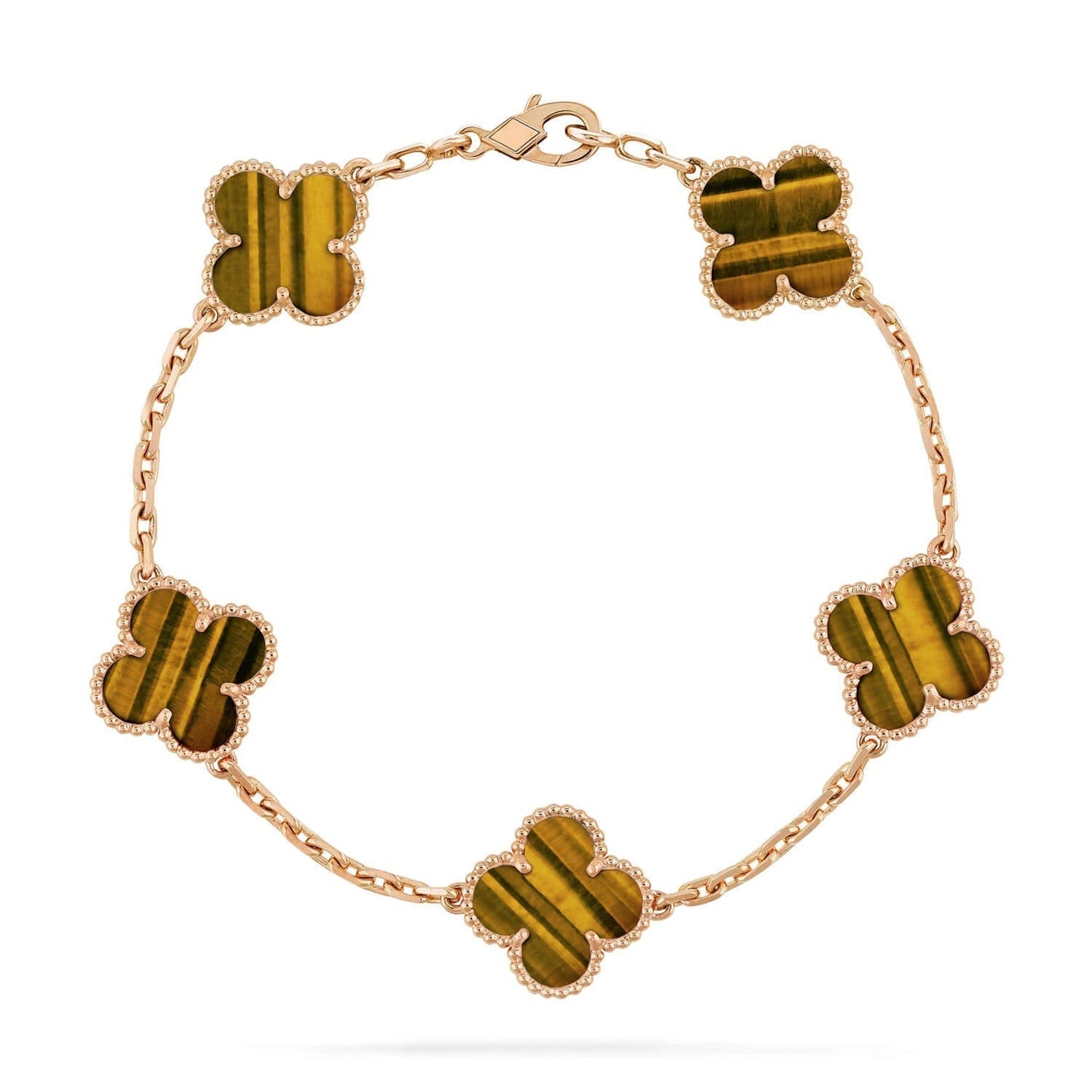 [Pearl Jewelrys]CLOVER  5 MOTIFS TIGER EYE BRACELET