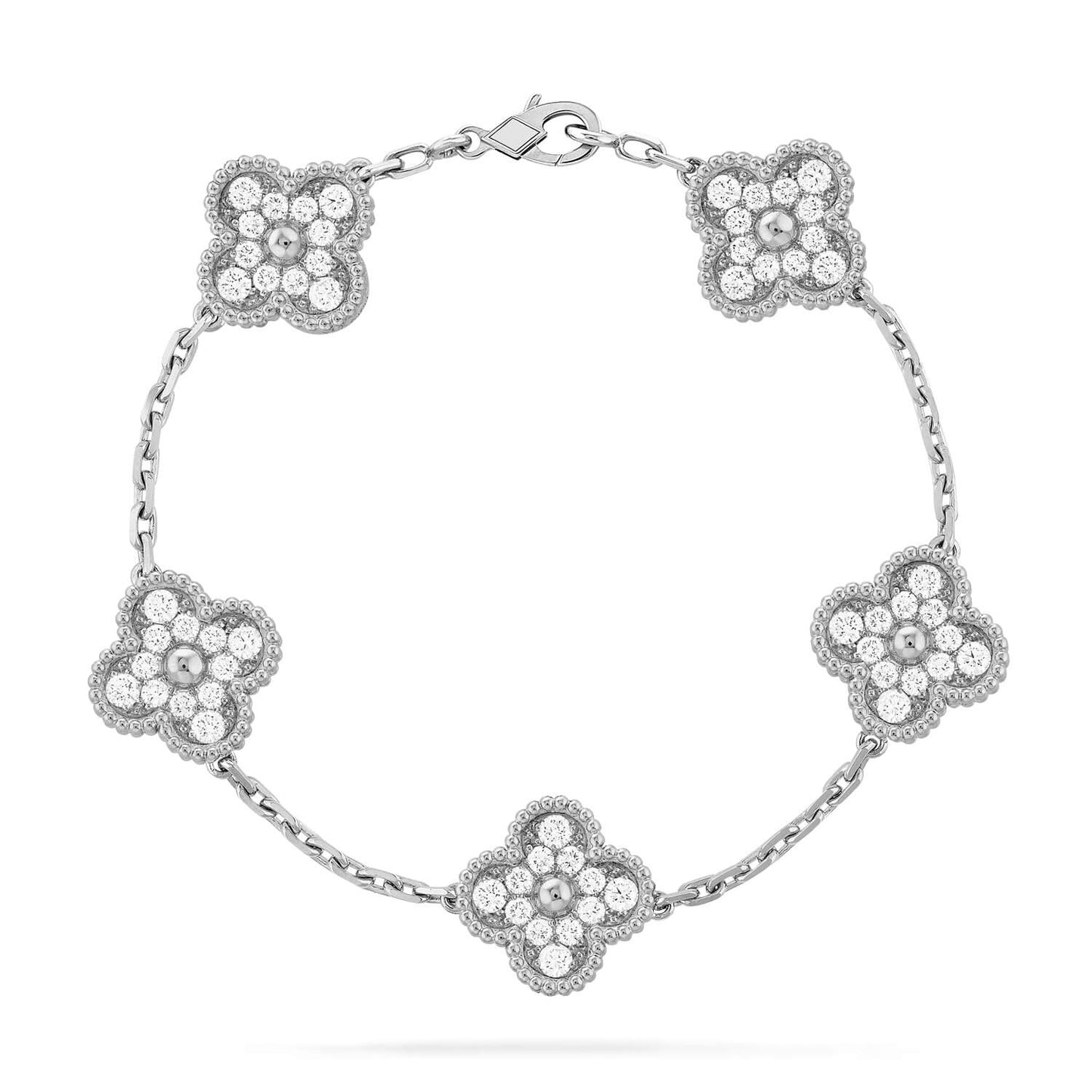[Pearl Jewelrys]CLOVER 5 MOTIFS  DIAMOND BRACELET SILVER
