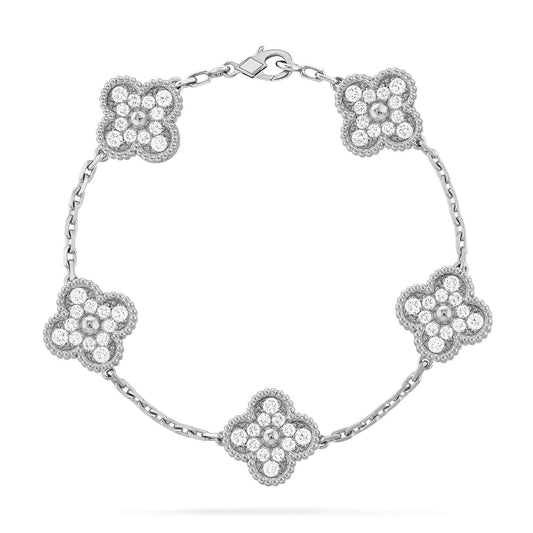[Pearl Jewelrys]CLOVER 5 MOTIFS  DIAMOND BRACELET SILVER