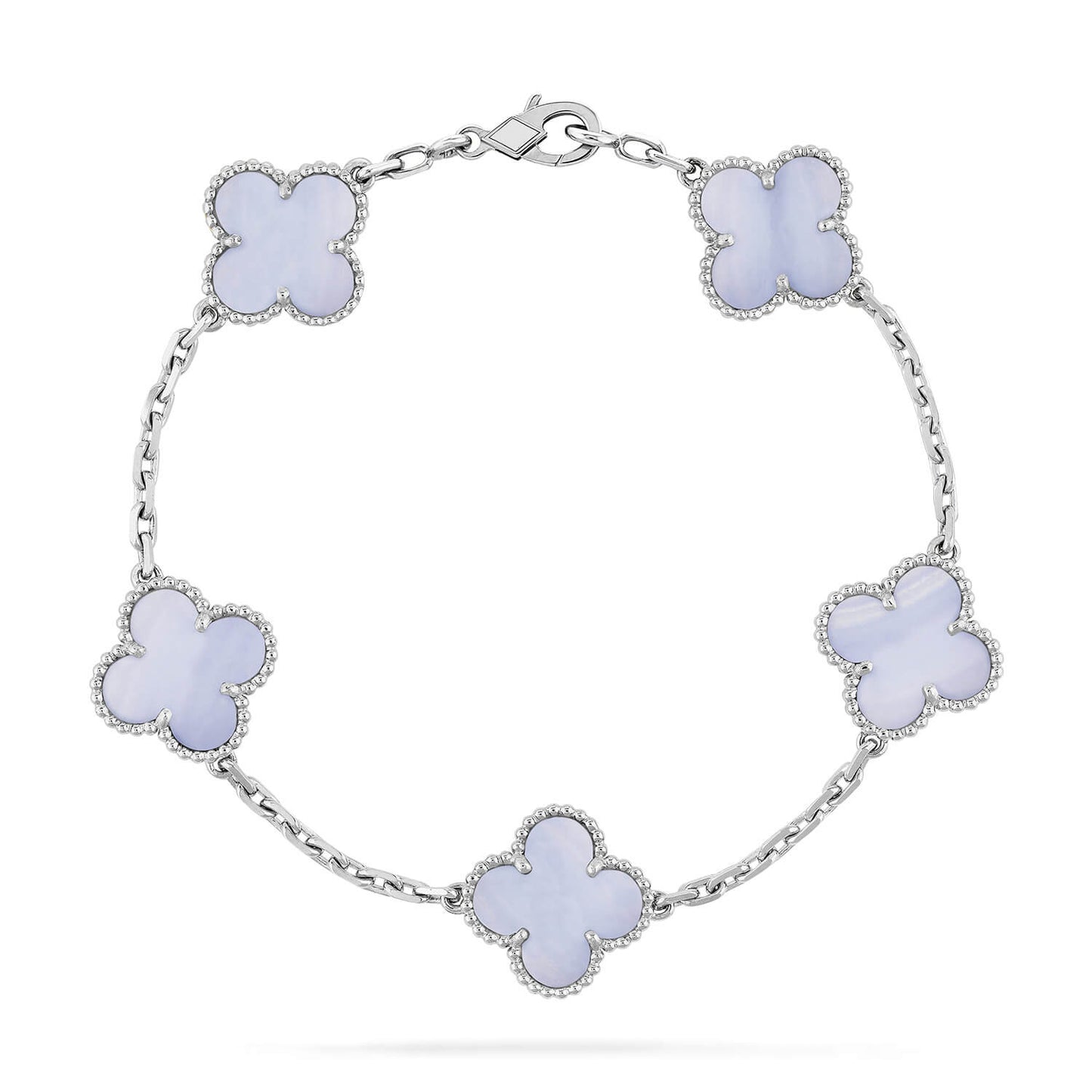 [Pearl Jewelrys]CLOVER  5 MOTIF PURPLE CHALCEDONY BRACELET SILVER