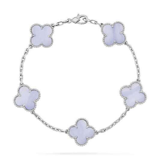 [Pearl Jewelrys]CLOVER  5 MOTIF PURPLE CHALCEDONY BRACELET SILVER