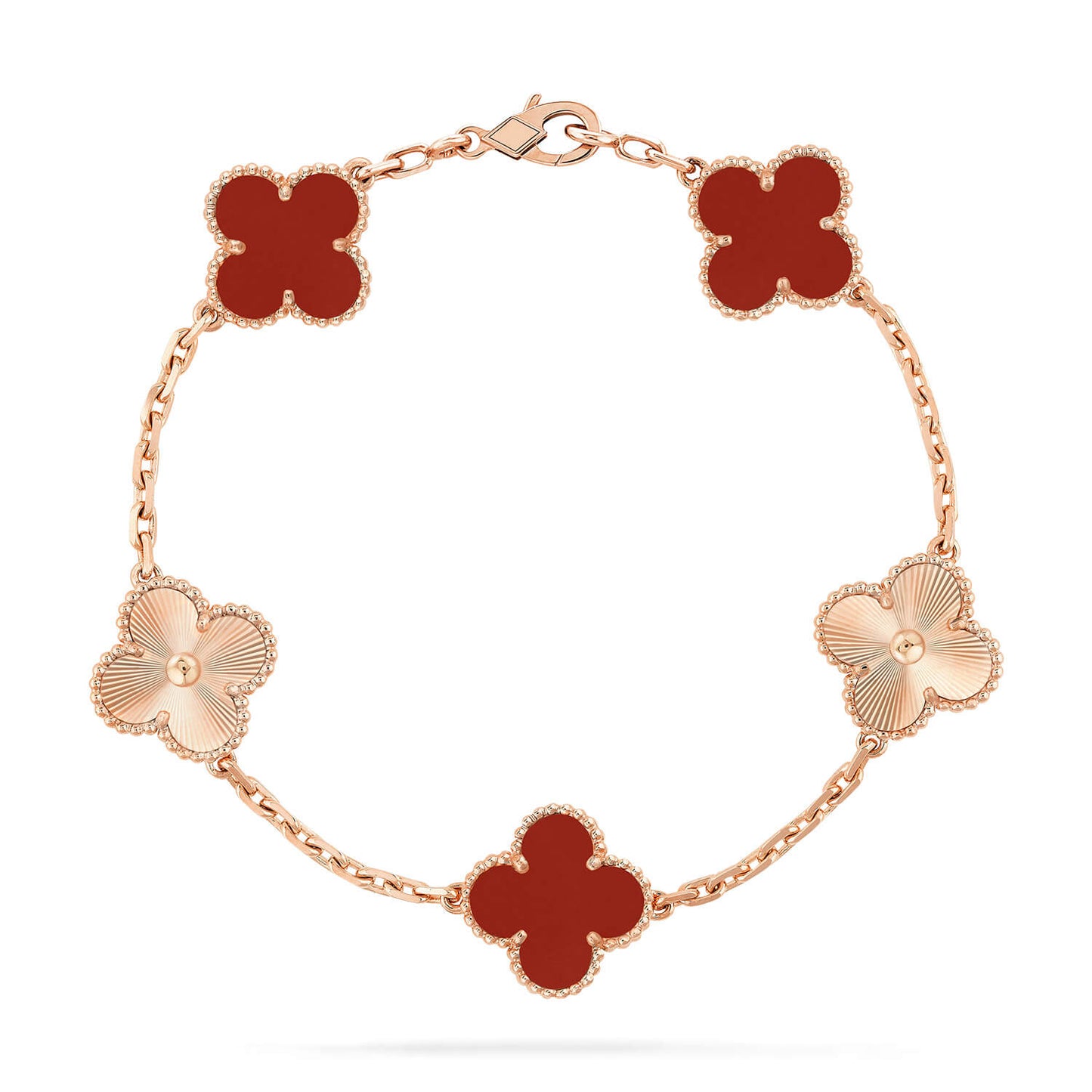 [Pearl Jewelrys]CLOVER  5 MOTIFS CARNELIAN GOLD BRACELET
