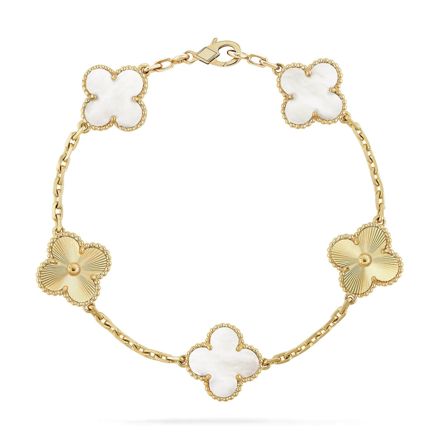 [Pearl Jewelrys]CLOVER 5 MOTIF WHITE MOP LASER BRACELET