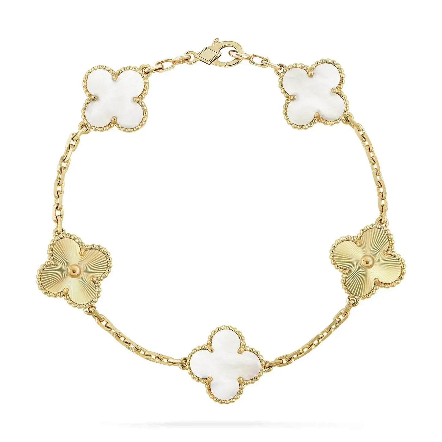 [Pearl Jewelrys]CLOVER BRACELET 5 MOTIF WHITE MOP PINK GOLD