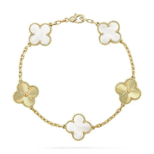 [Pearl Jewelrys]CLOVER BRACELET 5 MOTIF WHITE MOP PINK GOLD