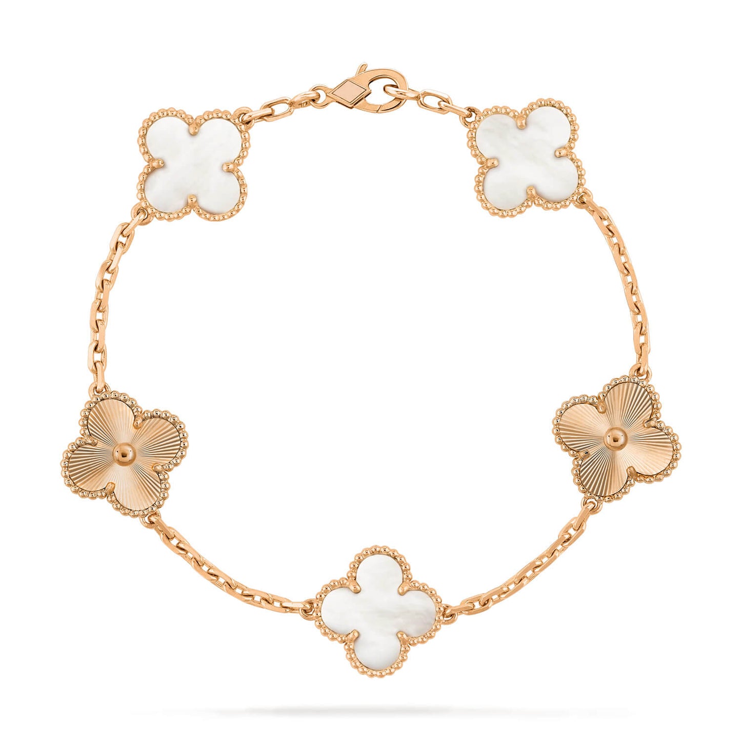 [Pearl Jewelrys]CLOVER 5 MOTIF WHITE MOP LASER BRACELET