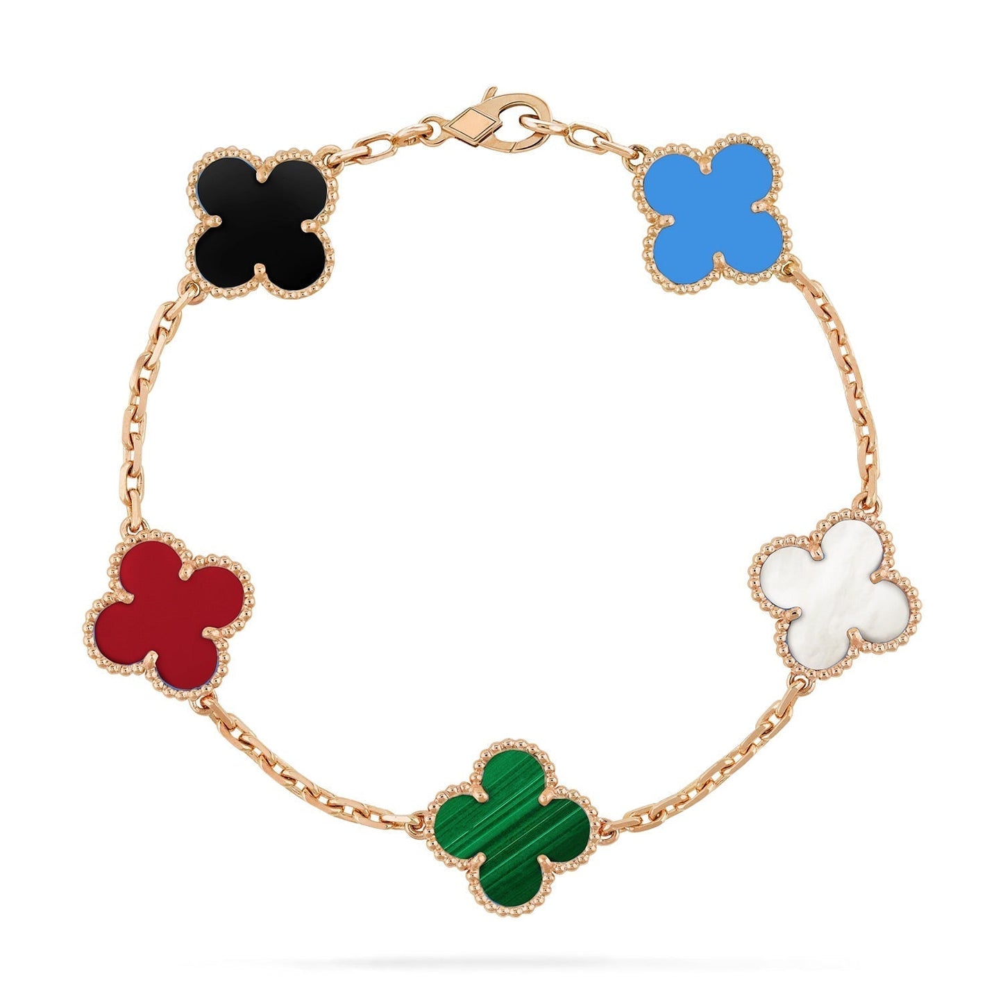[Pearl Jewelrys]CLOVER 5 MOTIFS MULTICOLOR  BRACELET