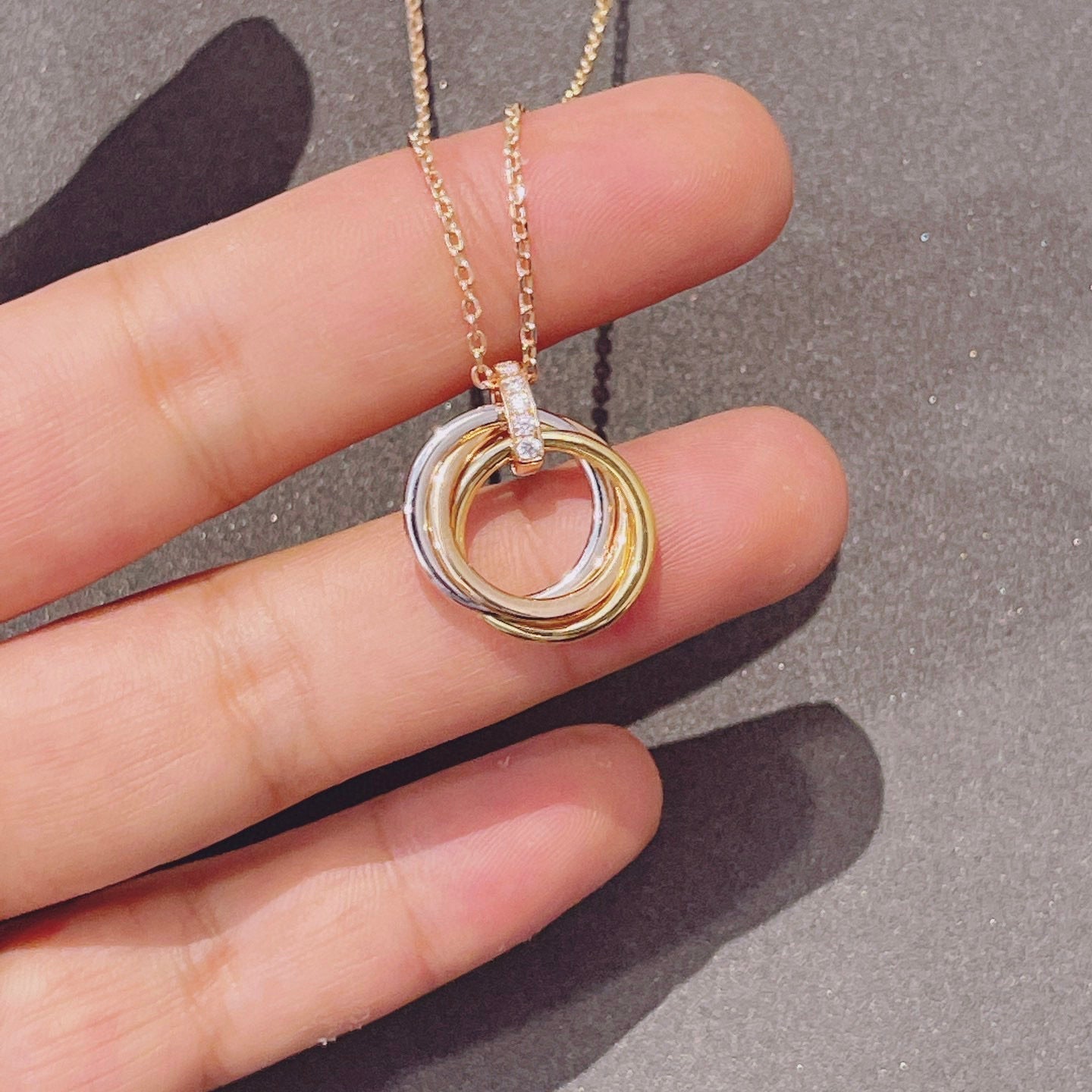 [Pearl Jewelrys]TRINITY NECKLACE GOLD  DIAMONDS