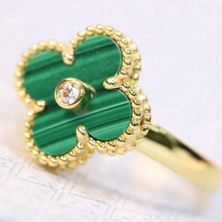 [Pearl Jewelrys]CLOVER MALACHITE RING GOLD DIAMOND