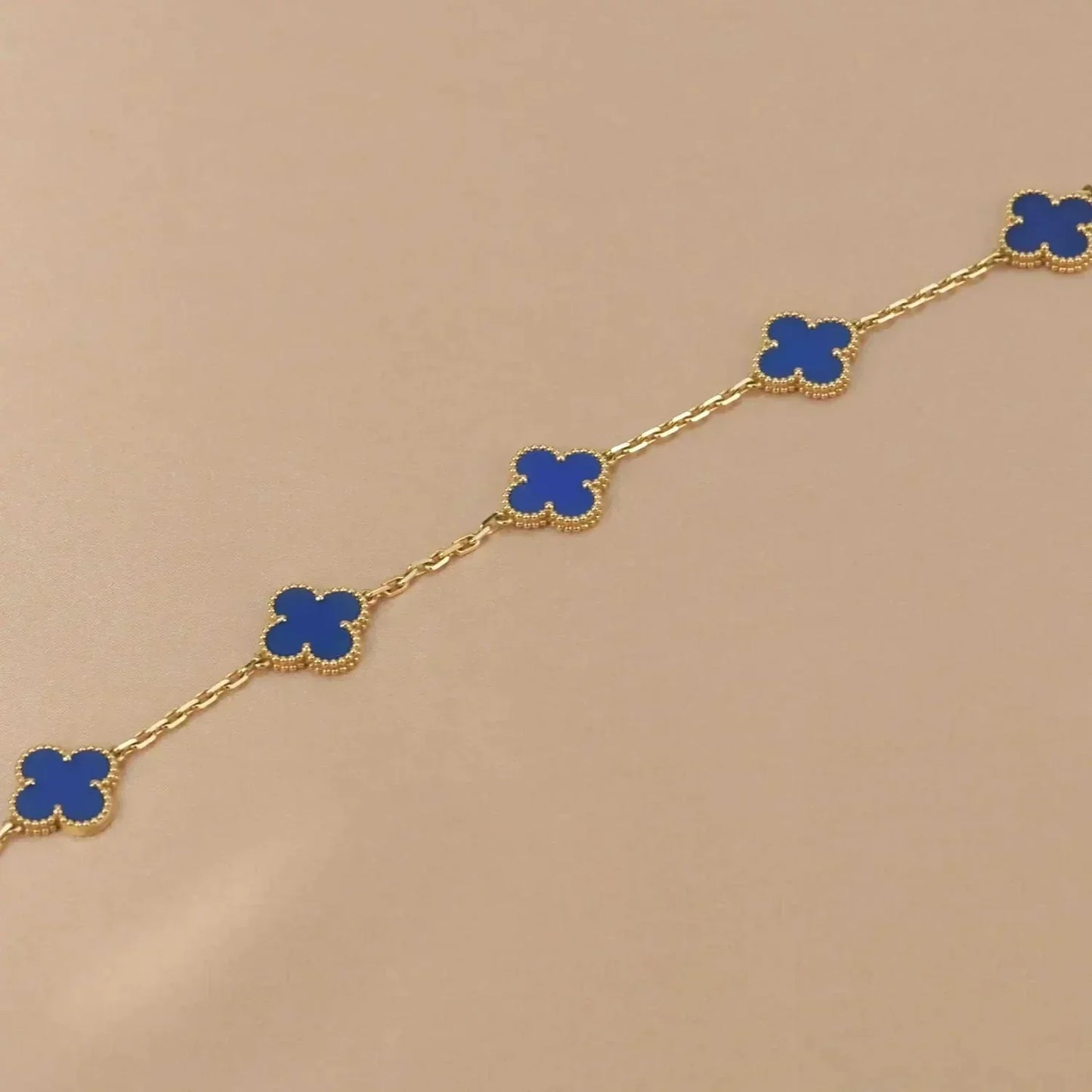 [Pearl Jewelrys]CLOVER 5 MOTIFS BLUE AGATE BRACELET