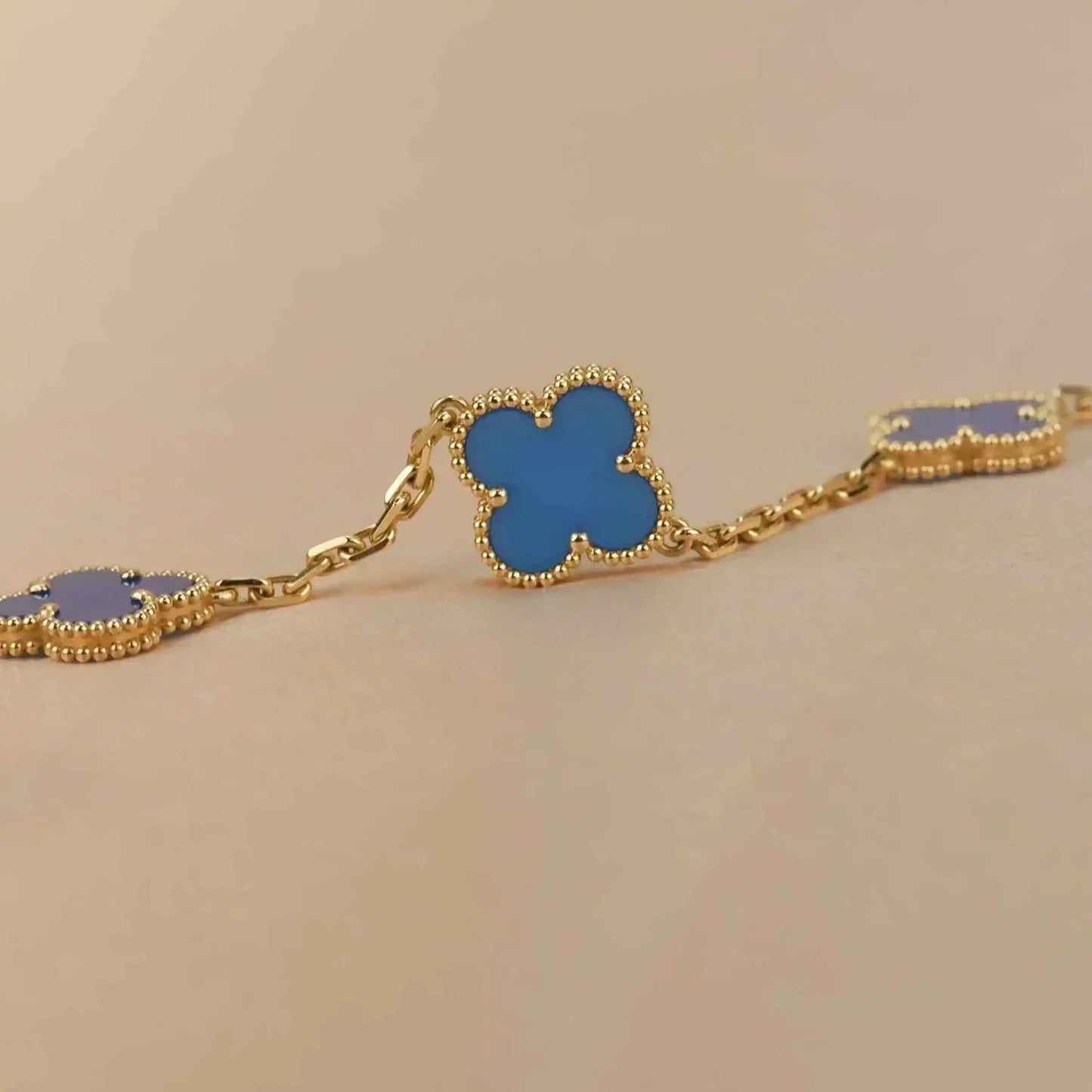 [Pearl Jewelrys]CLOVER 5 MOTIFS BLUE AGATE BRACELET