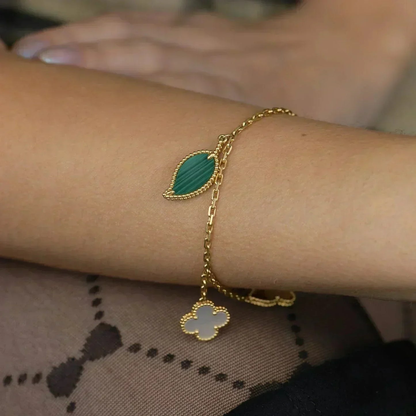 [Pearl Jewelrys]LUCKY SPRING 5 MOTIF GOLD BRACELET